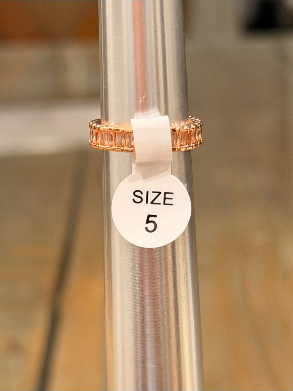 Bomb Party NWT! Rose Gold Halo Cushion-Cut Ring with Amber Center Stone - Size 5 - Picture 6 of 8